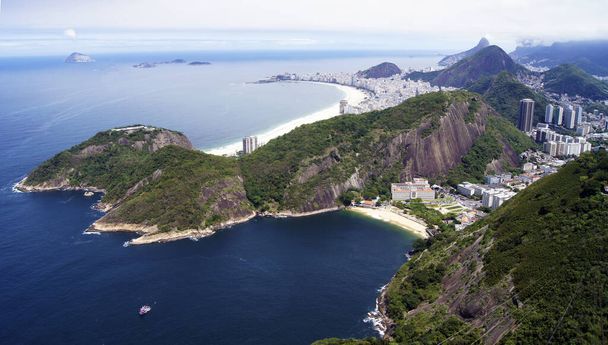 Aerial panoramic view of Rio de Janeiro city - landscape panorama of Brazil from above - South America - Photo, Image