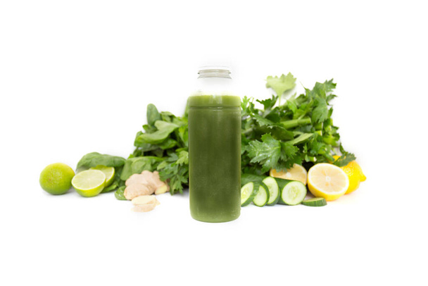 Delicious and healthy organic green natural detox juice. - 写真・画像