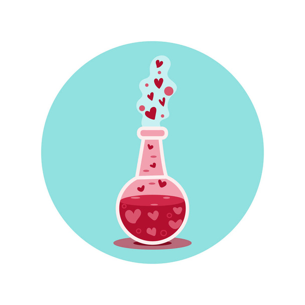 Love potion bottle with hearts. Stock vector illustration - Διάνυσμα, εικόνα