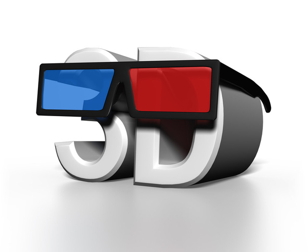 3D brýle na velké text slova 3d - Fotografie, Obrázek