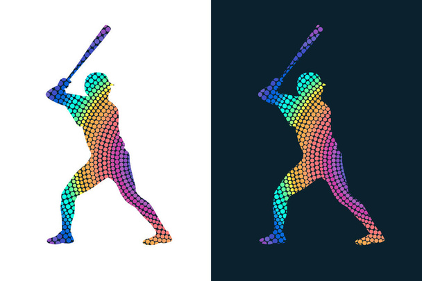 Szett sziluettek baseball játékosok fehér háttér. Elszigetelt vektorszínű képek. A sportolók absztrakt vektorképe. - Vektor, kép