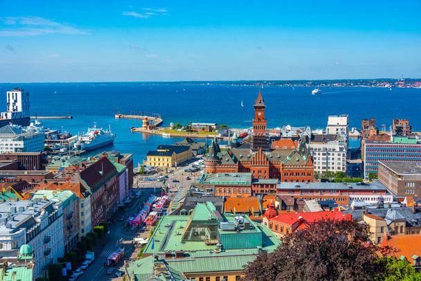 Panorama view of Swedish town Helsingborg. - Fotoğraf, Görsel