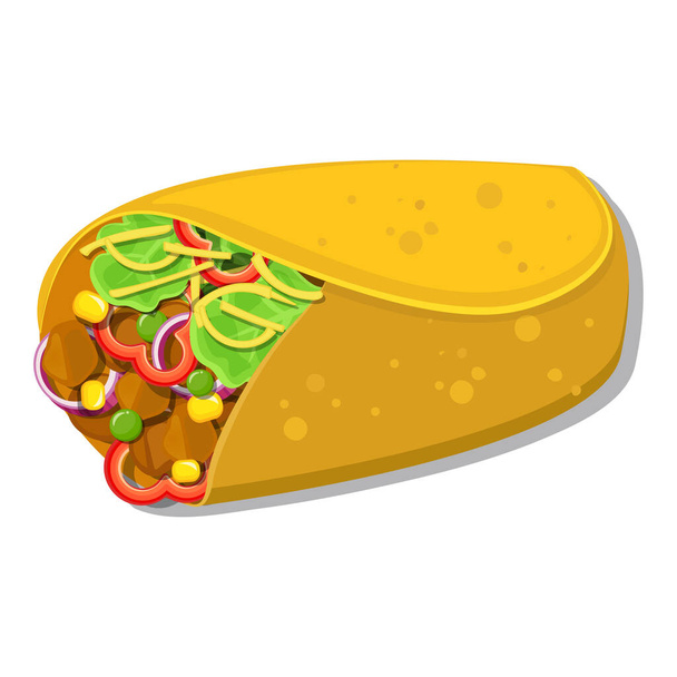 vettore fast food burrito messicano, isolato su bianco - Vettoriali, immagini