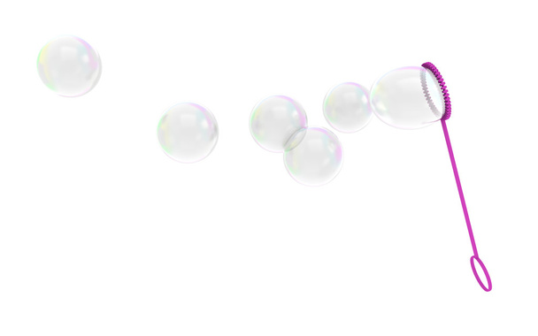 Bubble Zauberstab Kinderspielzeug pustet Seifenblasen in die Luft - Foto, Bild