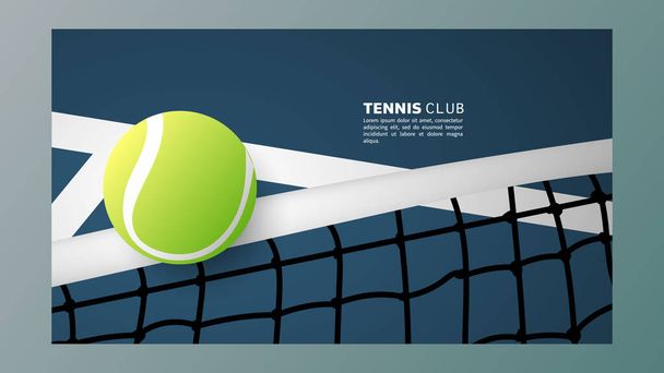 pallina da tennis con racchetta e palline su sfondo blu, illustrazione Vector EPS 10 - Vettoriali, immagini