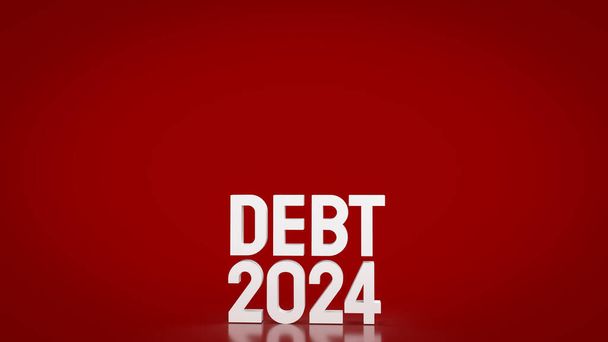Adósság 2024 piros alapon üzleti koncepció 3d tetemeltakarítási - Fotó, kép