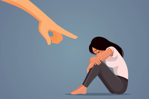Person Blaming the Victim for her Misfortune Vector Conceptual Illustration - Vector, Image