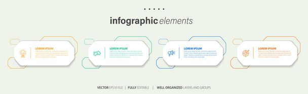Infographics design vector and marketing icons can be used for workflow layout, diagram, annual report, web design. Business concept with 4 options, steps or processes. - Vettoriali, immagini