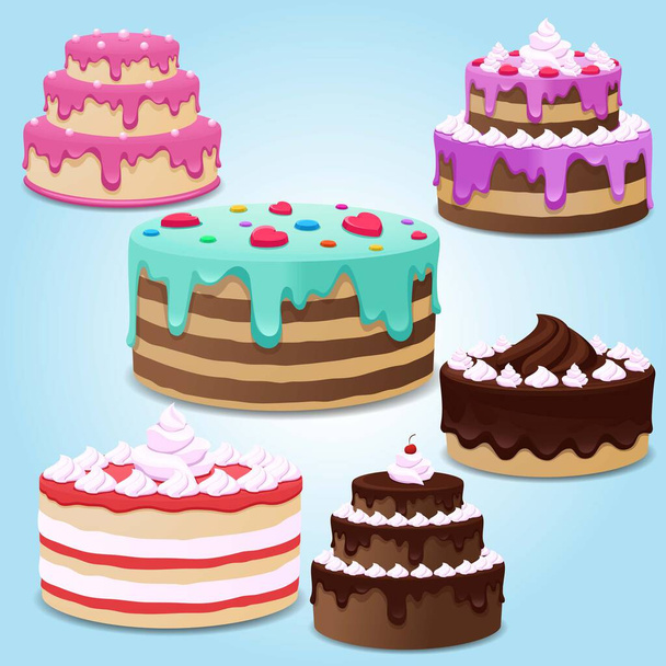 illustration of a cake with a candle - Vector, Image