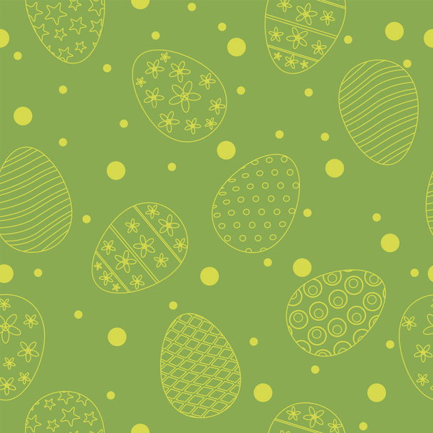 Vector Happy Easter seamless pattern eggs festive background. Wallpaper with ornamental eggs, gift fabric wrapping paper, prints illustration - Vektor, Bild