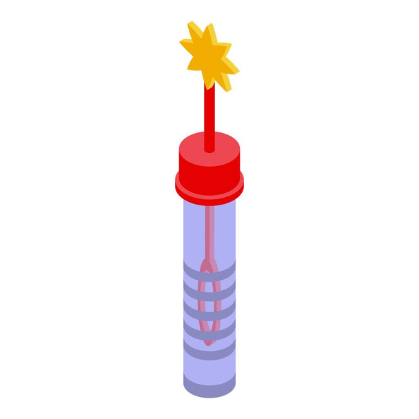 Изометрический вектор значка изготовителя пузырьковых трубок. Детское мыло. Детская вода - Вектор,изображение
