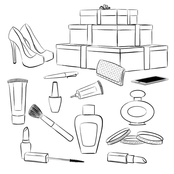 Аксессуары и набор для макияжа
 - Вектор,изображение