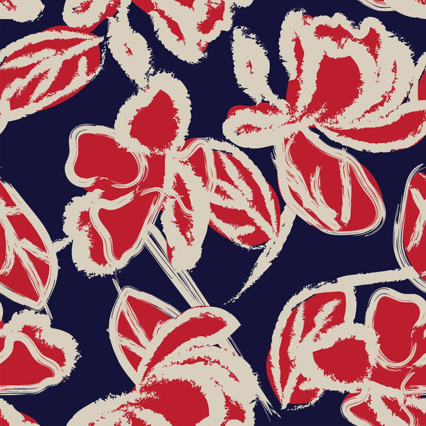 Красный Абстракт Цветочные бесшовный дизайн шаблона для моды текстиля, графики, фона и ремесел - Вектор,изображение