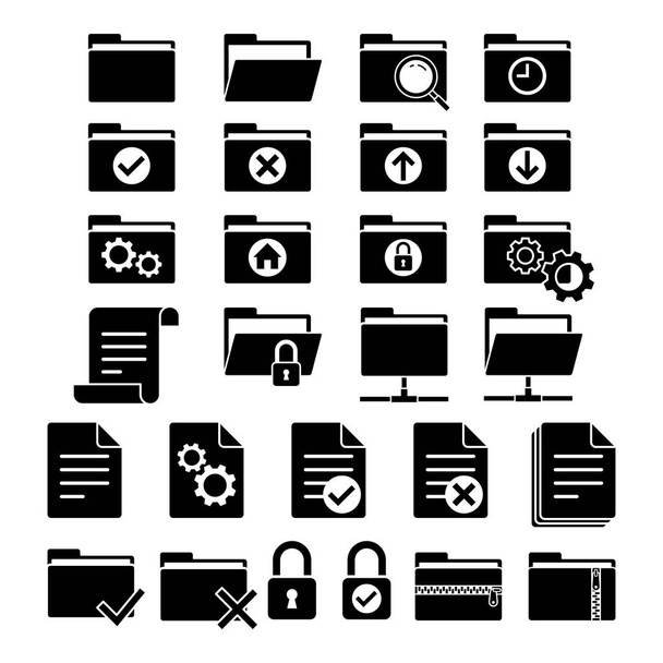 set of folder icon black color - Vetor, Imagem