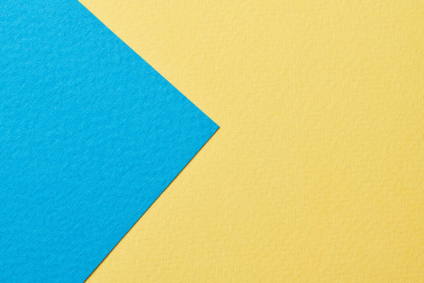 Rough kraft paper background, paper texture blue yellow colors. Mockup with copy space for text - Photo, Image