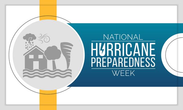 Hurrikaanivalmiusviikkoa vietetään joka vuosi toukokuussa. Tarkoituksena on tiedottaa suurelle yleisölle hurrikaanien vaaroista ja levittää tietoa, jota voidaan käyttää valmisteltaessa ja toteutettaessa toimia. Vektori - Vektori, kuva