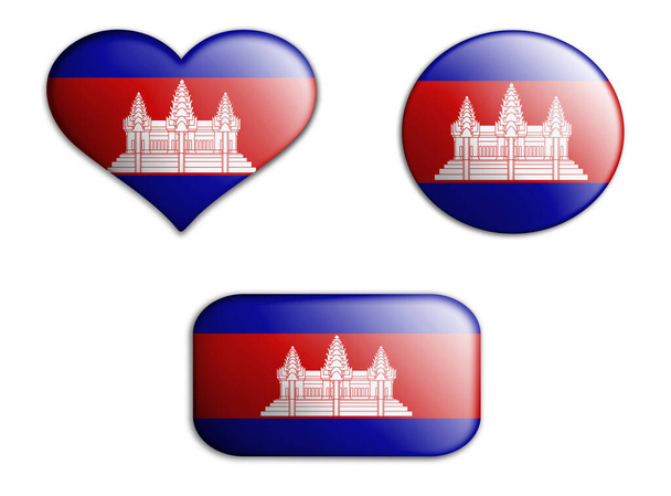 colorida bandera del arte nacional de Camboya figuras fondos sobre un fondo blanco. collage conceptual. 3d illustration.3d Elementos - Foto, imagen