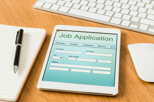 Digital tablet pc showing job application form - Фото, зображення