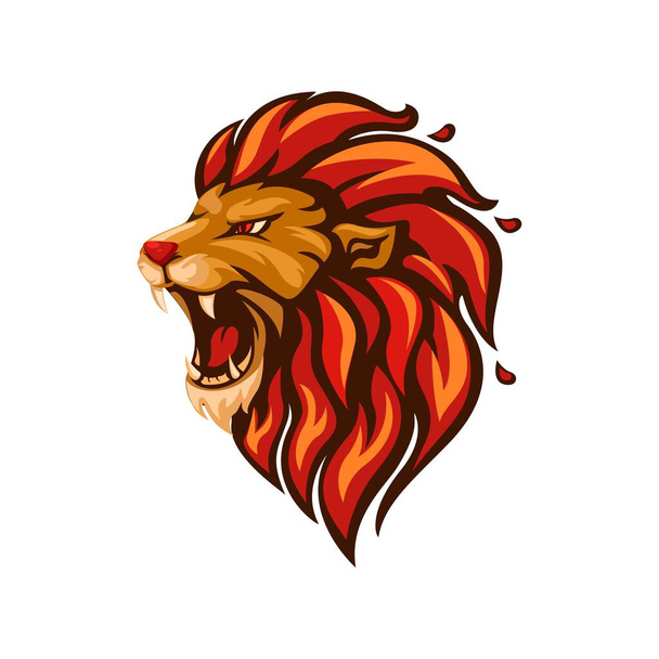Lion Head Mascot Logo Symbol cartoon illustration vector - Vetor, Imagem