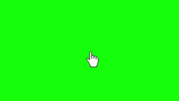 Puntero mano cursor clic. Cursor de mano, fondo de pantalla verde. Clic en el ratón del ordenador gesto con chispa. Clave de croma. - Metraje, vídeo