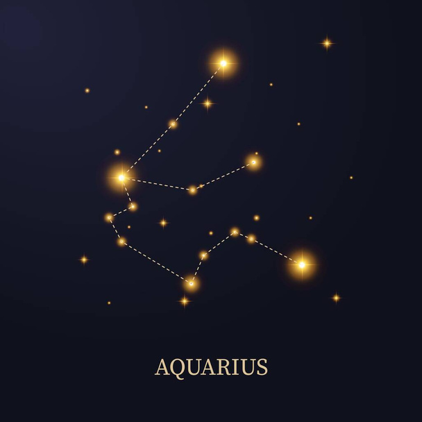Constelação do zodíaco Aquário sobre um fundo escuro com estrelas, ilustração vetorial. - Vetor, Imagem