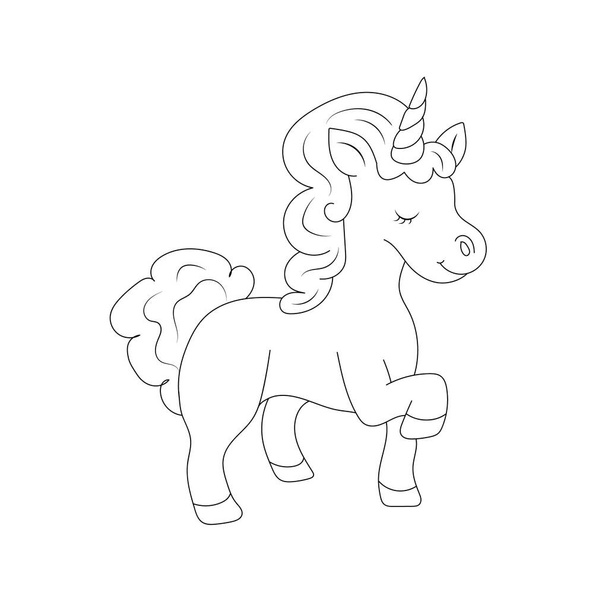 Unicorn kids coloring page blank printable design for children - Διάνυσμα, εικόνα