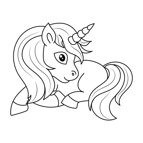 Unicorn kids coloring page blank printable design for children - ベクター画像