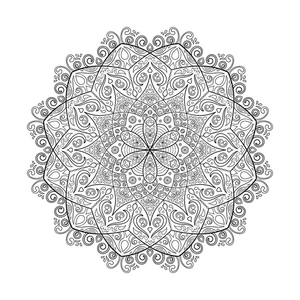 Mandala de contorno simétrico. Perfecto para colorear. - Vector, imagen