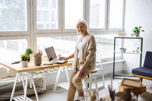 Portrait of smiling mature businesswoman working in an office  - Foto, Imagem