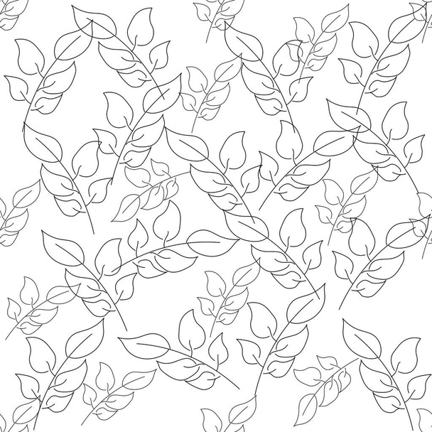 Seamless pattern elegant abstract branches drawn by one line. Vintage Pattern. Geometric ornament. Use for wallpaper, print packaging paper, textiles - Wektor, obraz