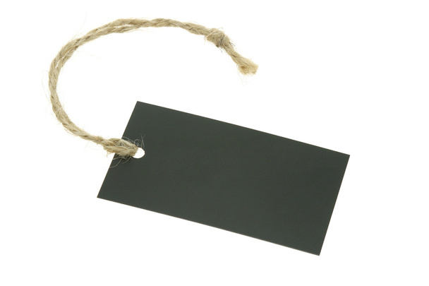 Etiqueta de papel en blanco con cuerda de rafia
 - Foto, imagen