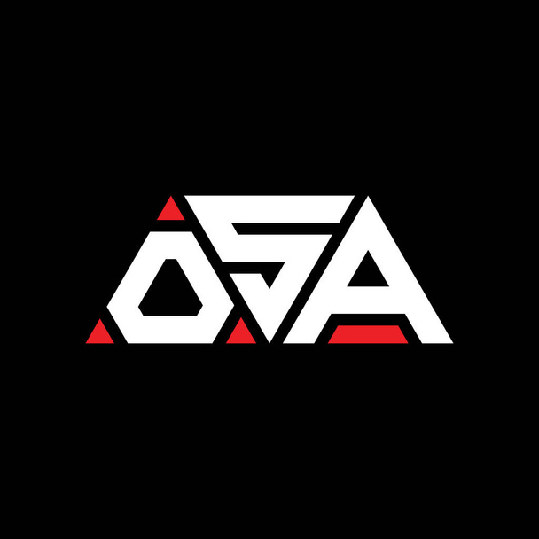 Üçgen şekilli OSA üçgen harf logosu tasarımı. OSA üçgen logo tasarımı monogramı. Kırmızı renkli OSA üçgen vektör şablonu. OSA üçgen logosu Basit, Zarif ve Lüks Logo. OSA - Vektör, Görsel