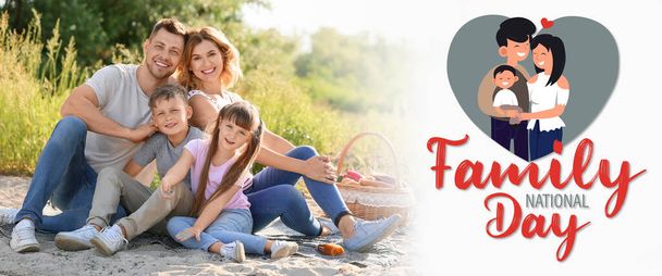 Banner for Family Day with happy people resting in park - Фото, зображення