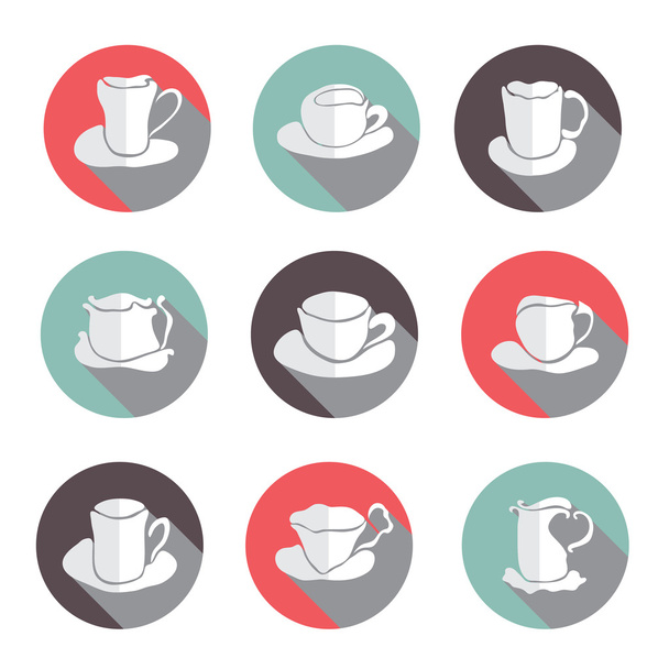 zestaw ikon filiżanek kawy - Wektor, obraz