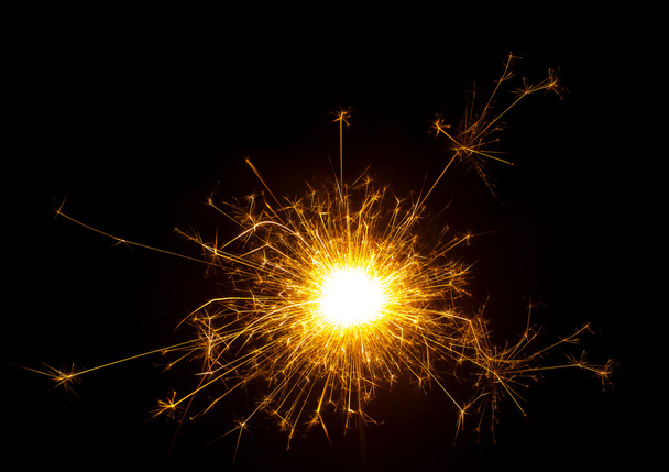 fire of cracker explosion on black - Фото, изображение