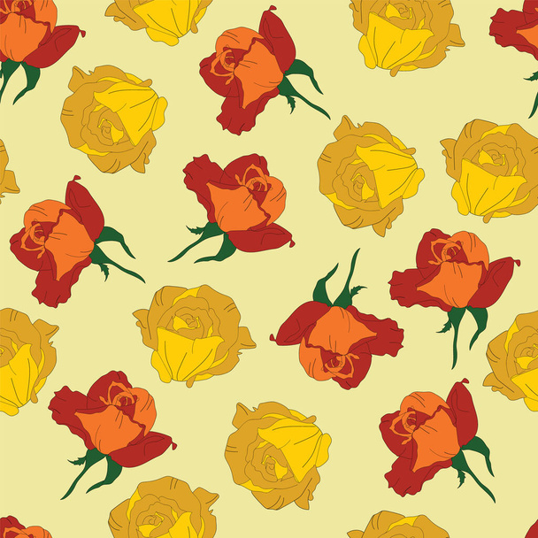 Διάνυσμα τριαντάφυλλο λουλούδι επαναλαμβάνει αδιάλειπτη μοτίβο φόντο. Ψηφιακό αποτύπωμα υφάσματος. Εικονογράφηση διανύσματος - Διάνυσμα, εικόνα
