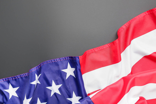 USA flag on dark background. Memorial Day celebration - Photo, Image