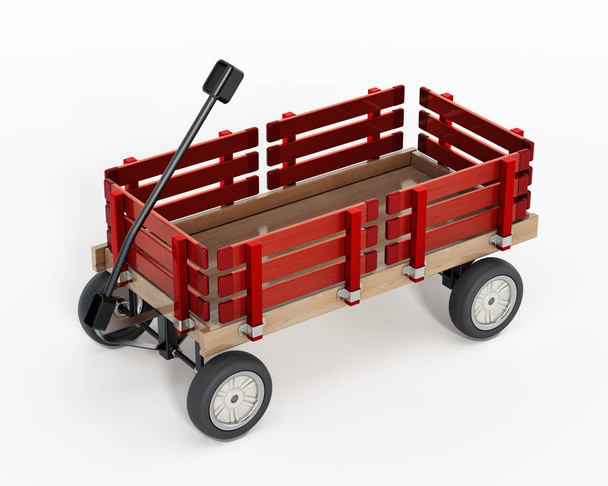 Toy child's wagon isolated on white background. 3D illustration. - Fotoğraf, Görsel