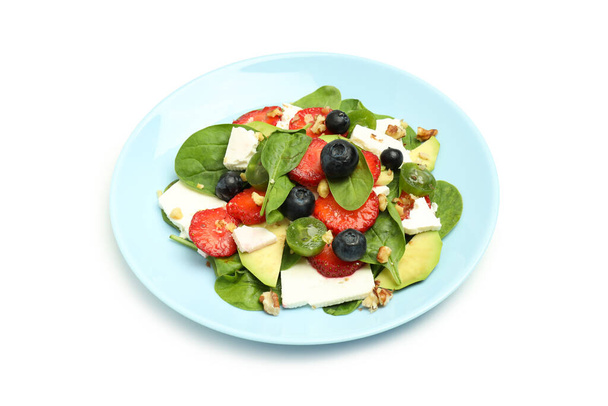 Концепція смачної їжі, салат з полуницею, ізольований на білому тлі
 - Фото, зображення