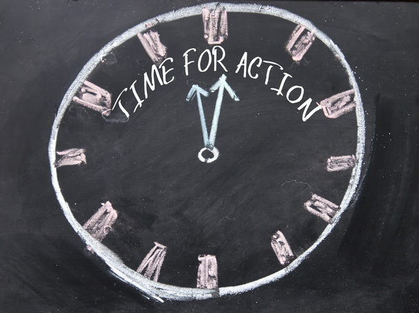 tijd voor actie klok teken  - Foto, afbeelding