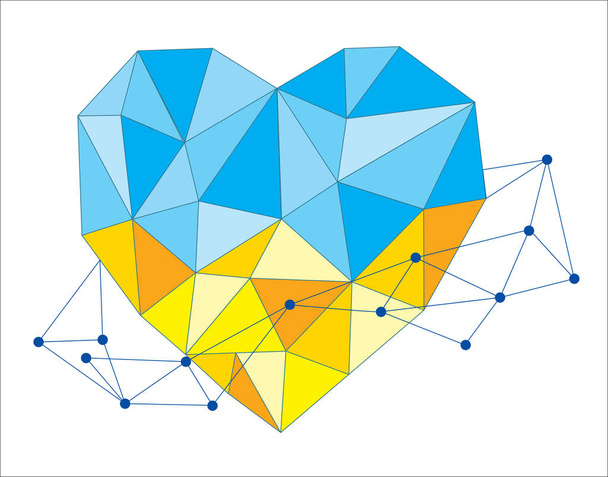 καρδιά ουκρανική σημαία αφηρημένα γεωμετρικά σχήματα - Διάνυσμα, εικόνα