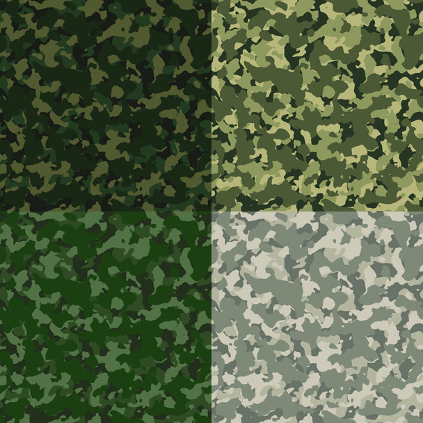 Seamless pattern of green military camouflage. Classic army camo. Abstract army and hunting camouflage ornament. Masking design for army or hunting. Vector military seamless print - Vector, Image