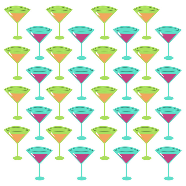 Vintage Summer Party Drinks, Cocktails Pattern, Texture, Background - Vetor, Imagem