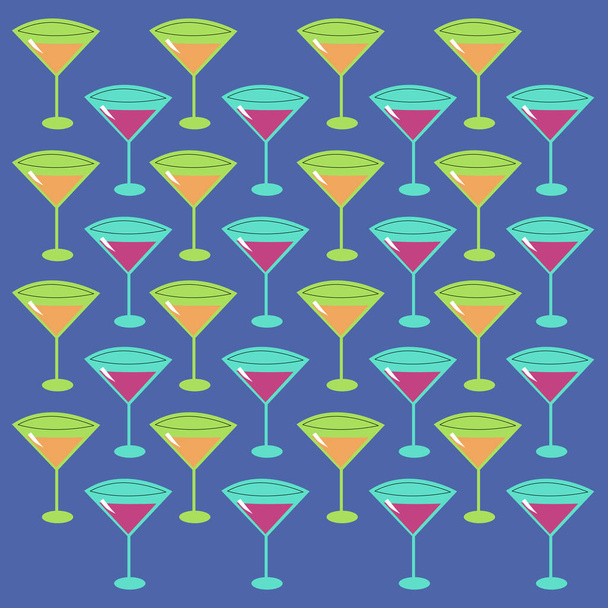 Vintage Summer Party Drinks, Cocktails Pattern, Texture, Background - Vector, afbeelding