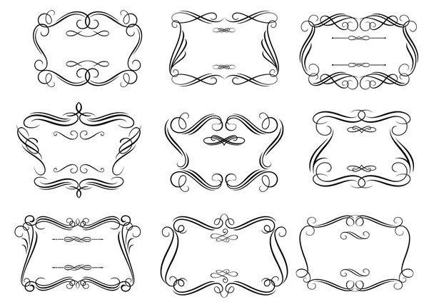 Retro curlicue frames of cartouches in romantische stijl - Vector, afbeelding