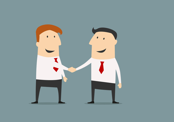 Cartoon businessmen shaking hands and closing deal - Vector, Image