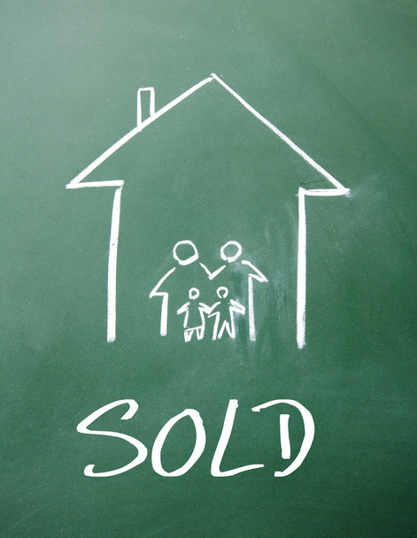 house sold sign on blackboard  - Photo, Image