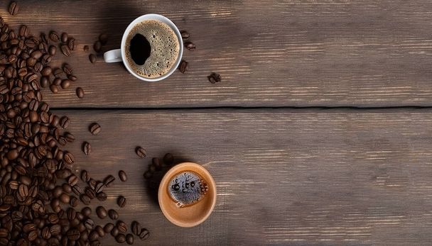 Morning cup of hot coffee on the table Generative AI . - Фото, зображення
