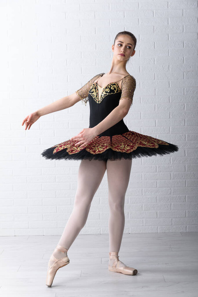 gyönyörű balerina a balett stúdióban - Fotó, kép