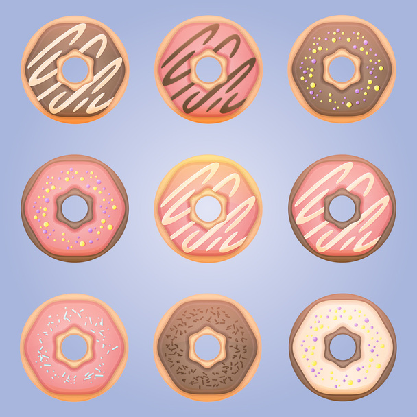 Zoete donut set - Vector, afbeelding